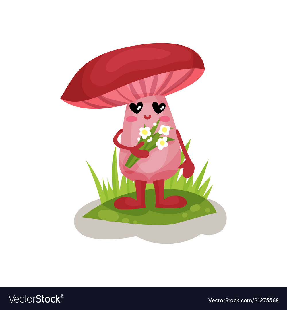 Cute mushroom character with human face