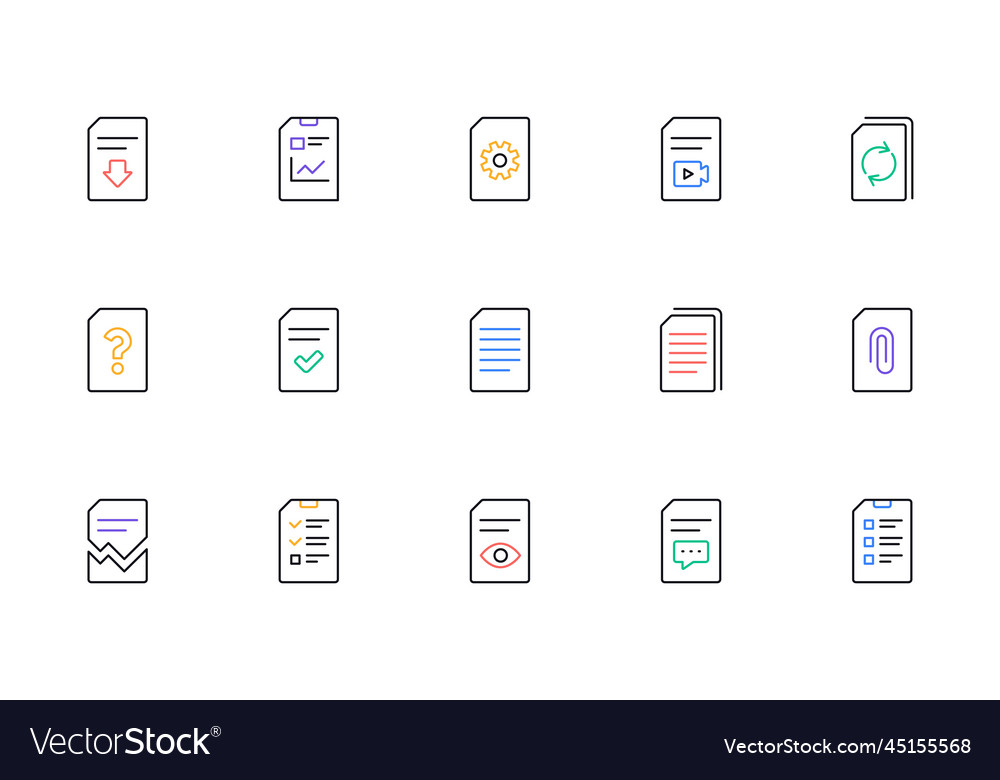 Document line icons report checklist