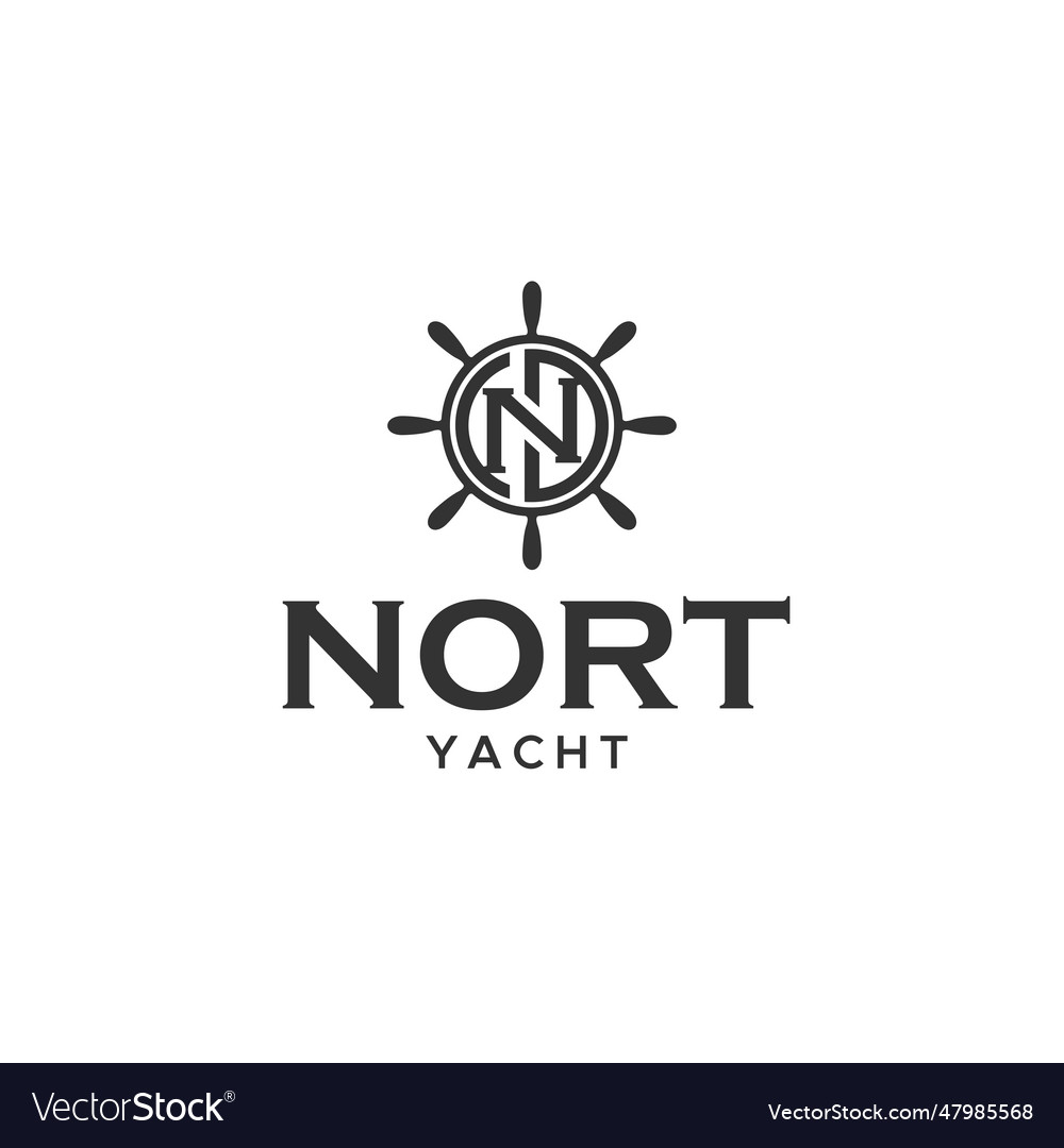 Flat letter mark nort yacht initial logo design