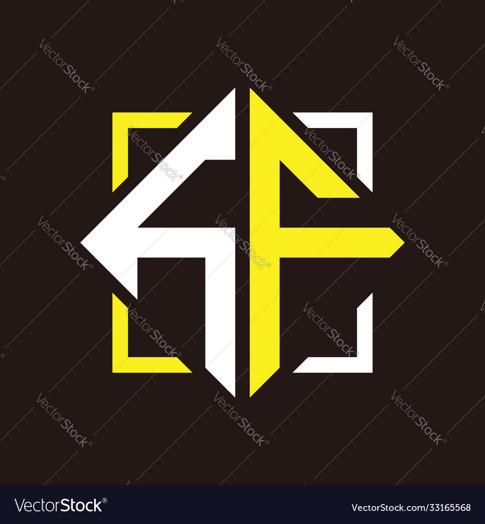 H f initials quadrangle monogram with square