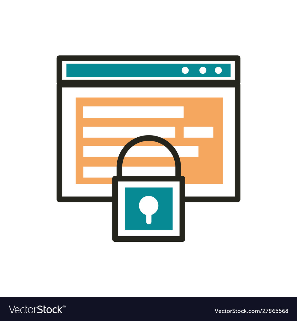 Homepage secure web development icon line and fill vector image Homepage secure web development icon line and fill