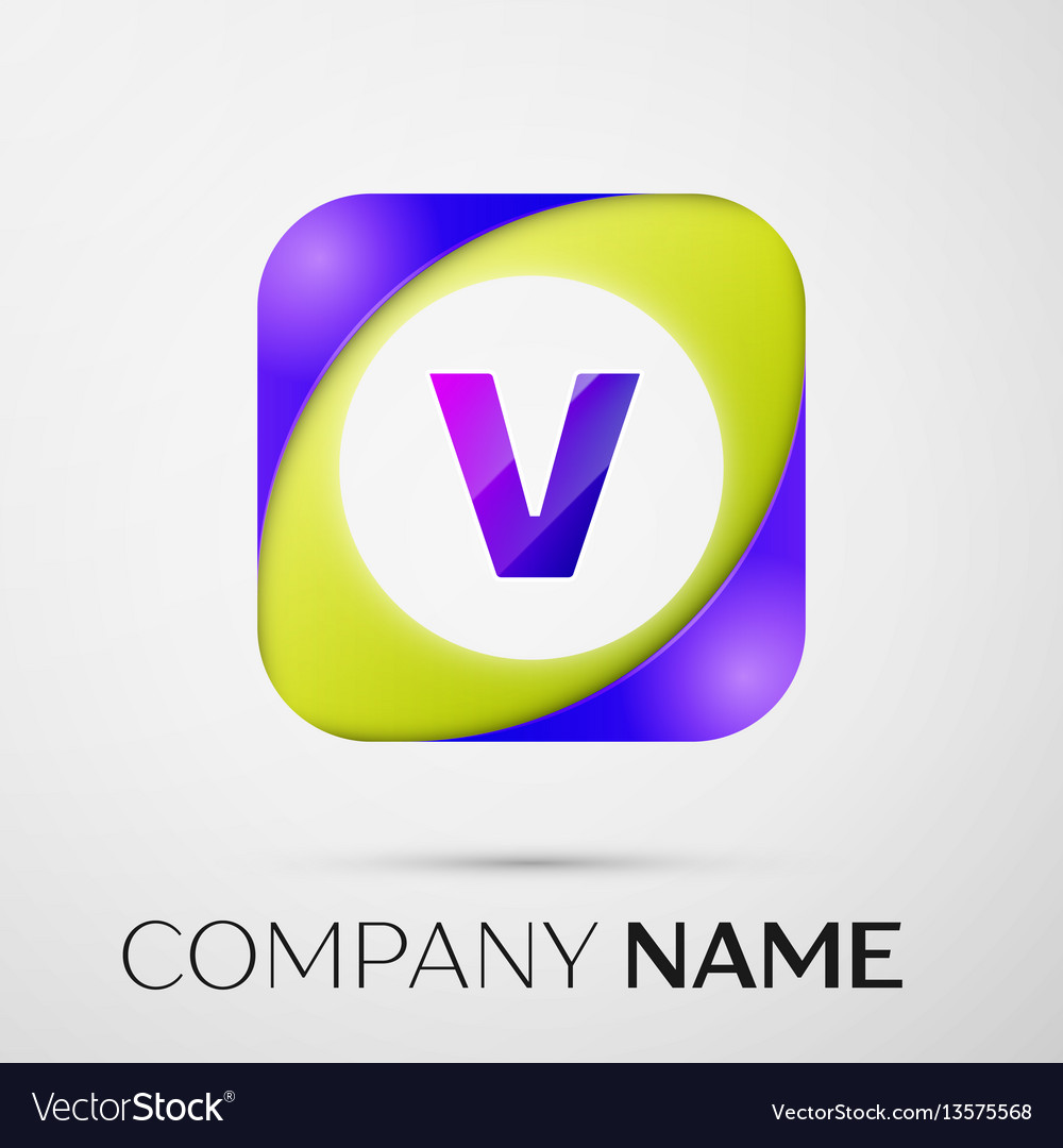 Letter v logo symbol in the colorful square vector image Letter v logo symbol in the colorful square