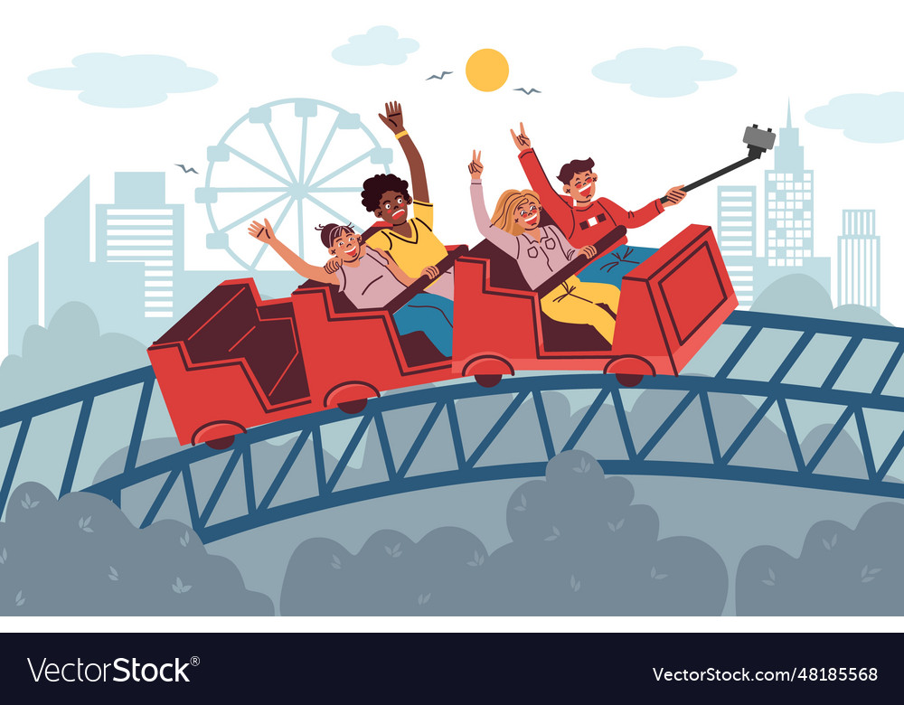 Roller coaster car composition Royalty Free Vector Image