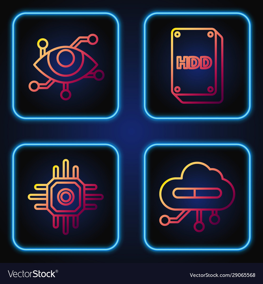 Set line internet things processor virtual vector image Set line internet things processor virtual