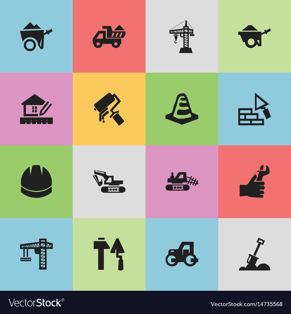 Set of 16 editable structure icons includes