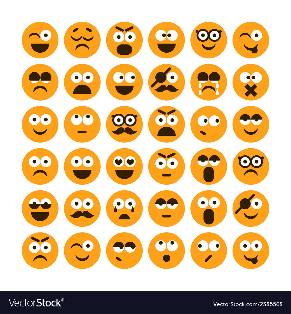 Set of different smiling icons