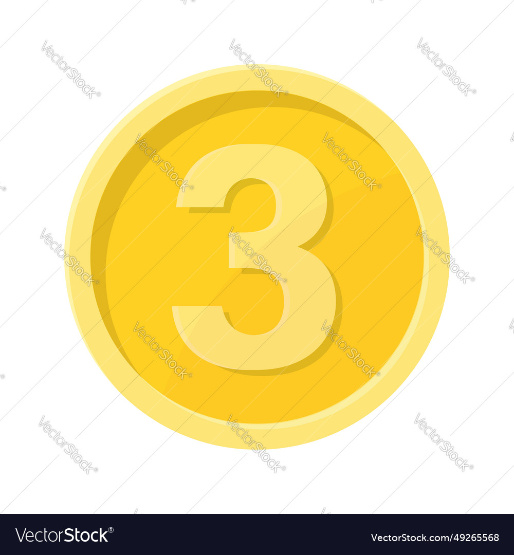 Simple of coin with number three concept vector image Simple of coin with number three concept