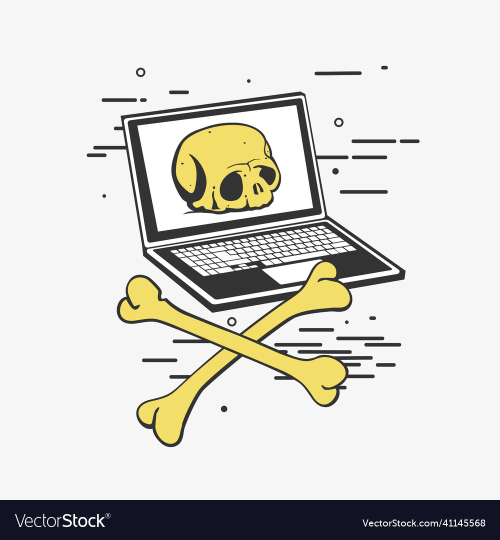 Symbol skull and computer