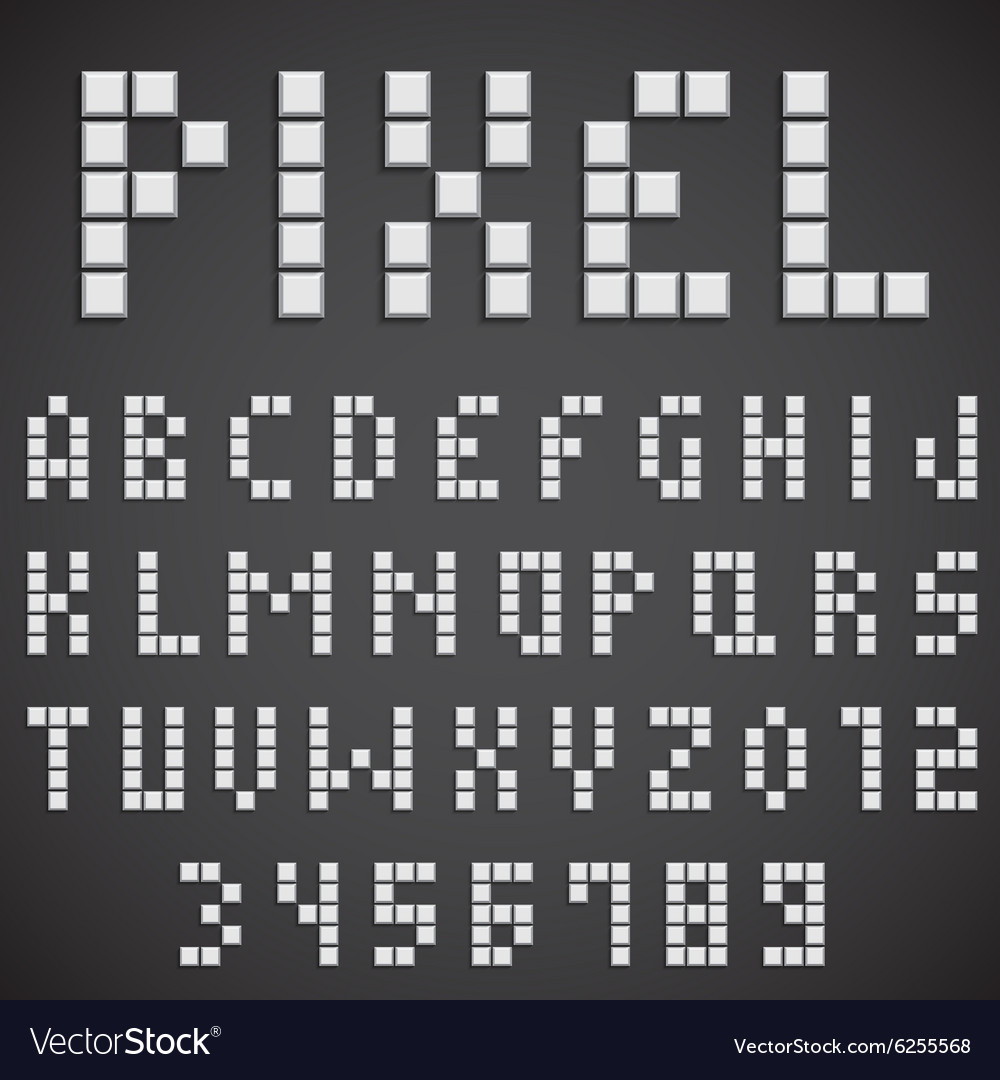 White pixel font