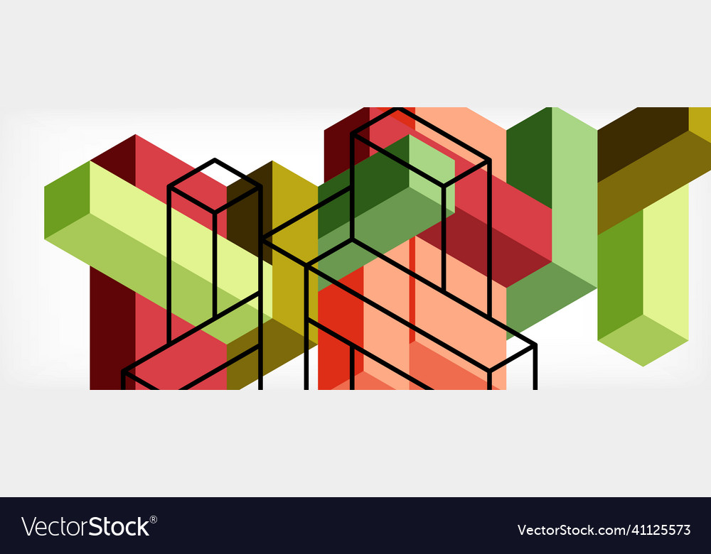 Abstract background 3d cubes cubic elements vector image Abstract background 3d cubes cubic elements