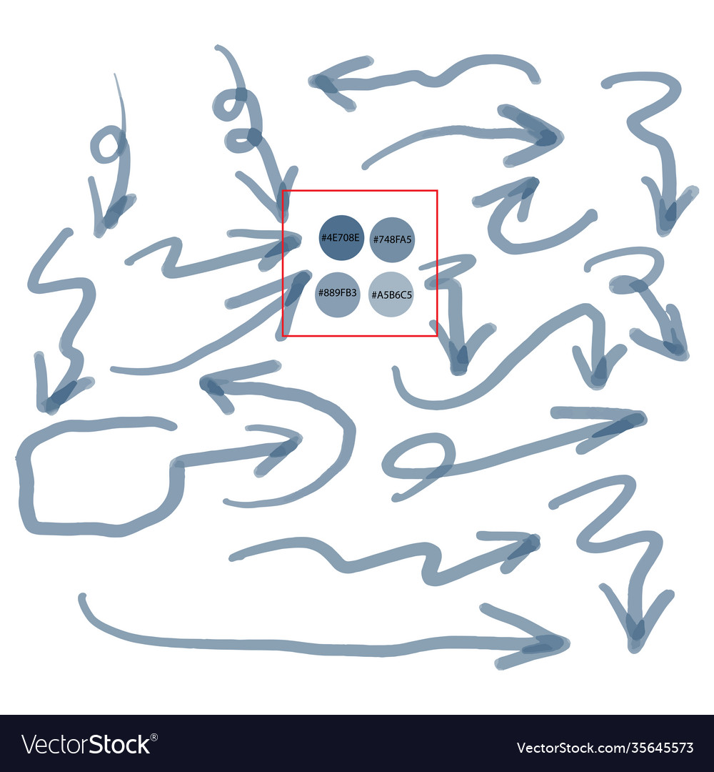 Blue arrow with color code in middle vector image Blue arrow with color code in middle
