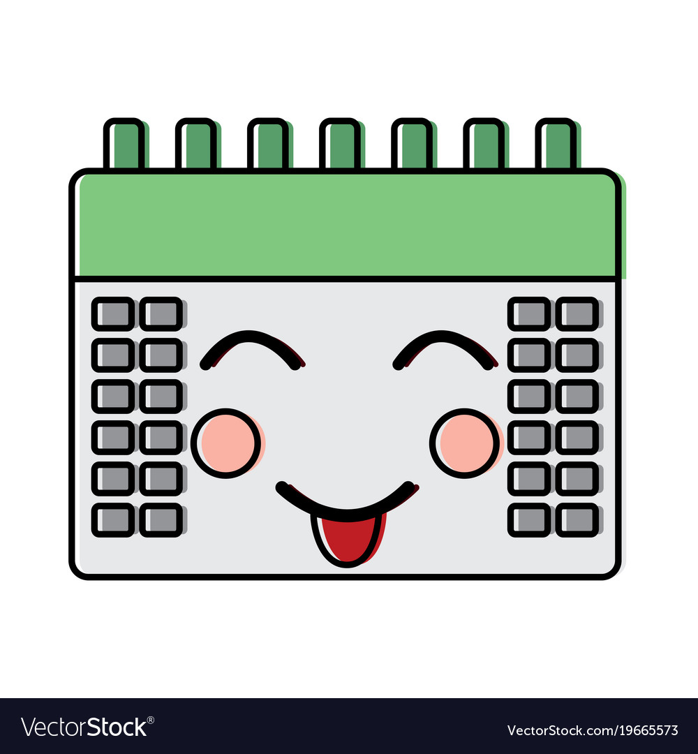 Happy calendar kawaii icon image Royalty Free Vector Image