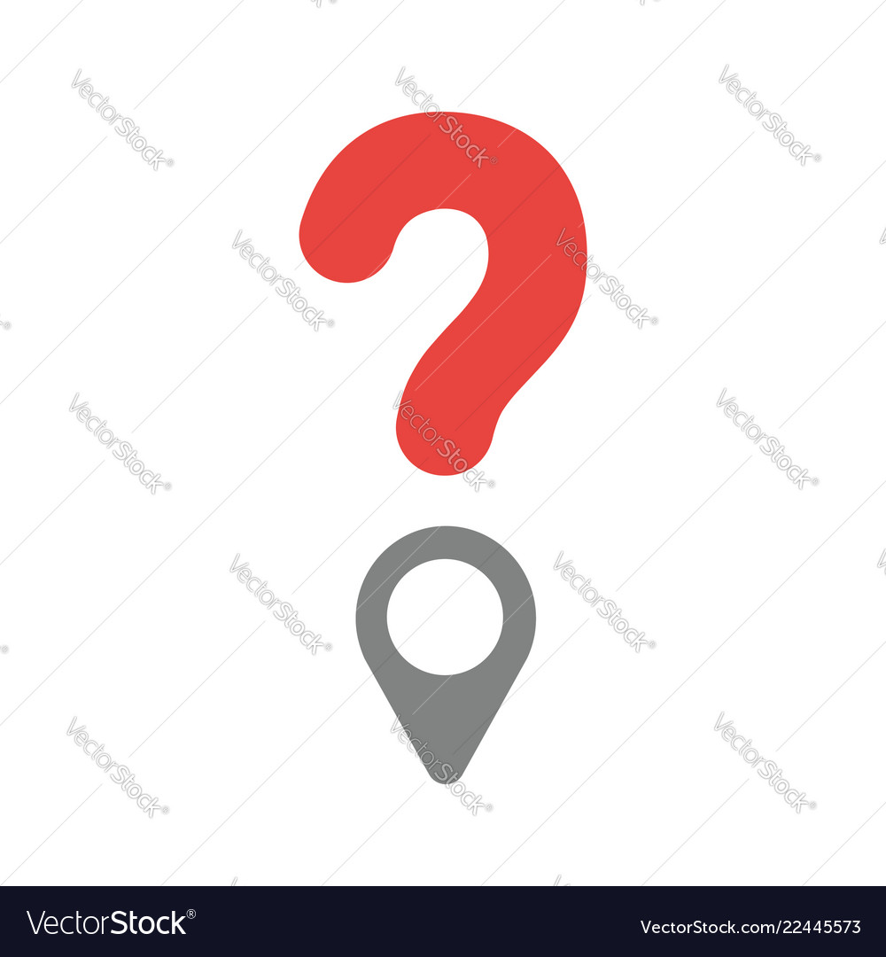 Icon concept of question mark with map pointer vector image Icon concept of question mark with map pointer