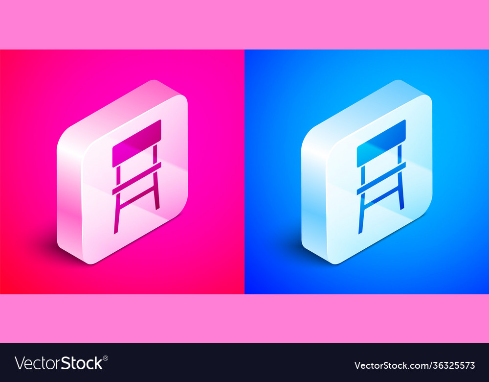 Isometric chair icon isolated on pink and blue