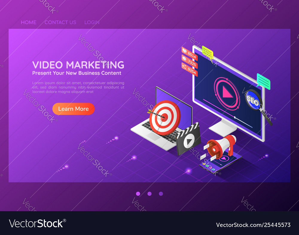 Isometric web banner online video content Vector Image