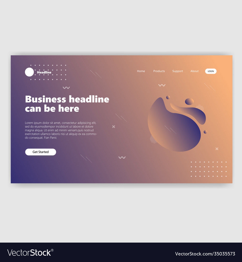 Landing page template with gradient modern webpage