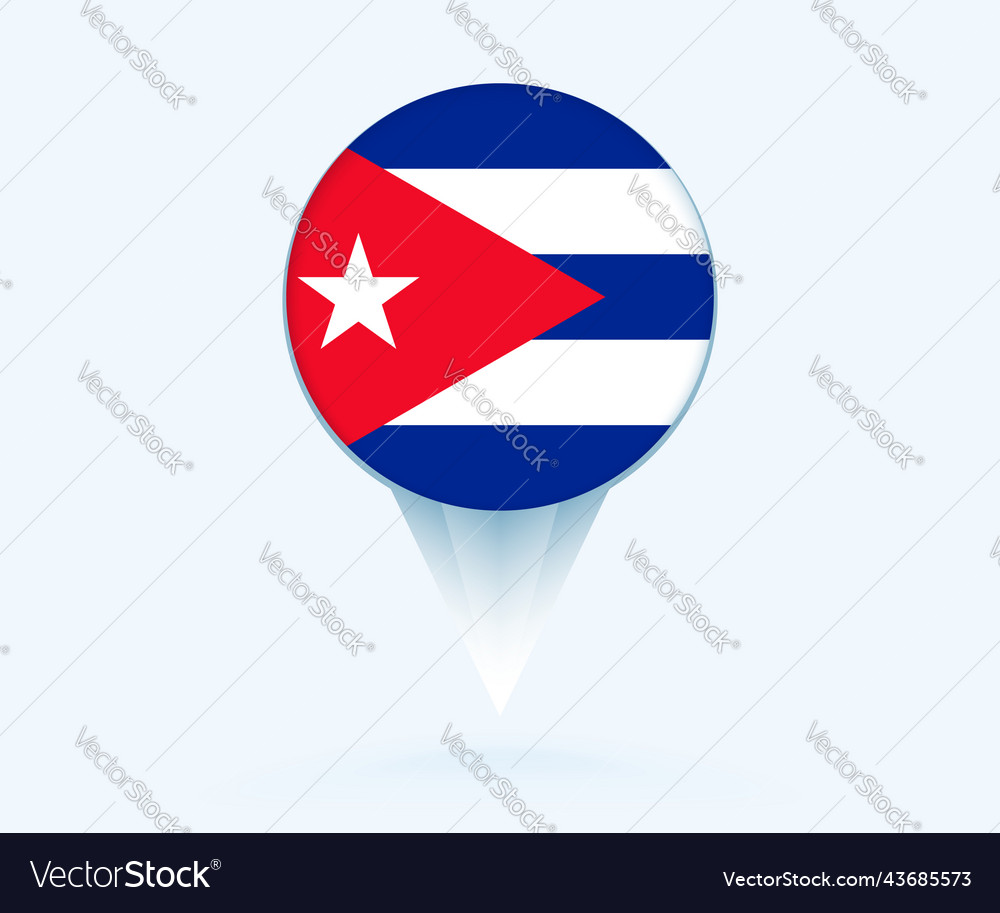 Map pointer with flag of cuba