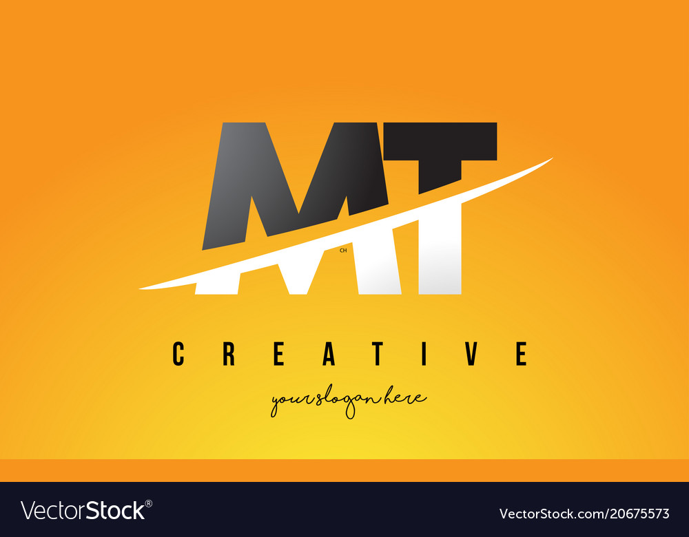 Mt m t Buchstaben modernes Logo-Design mit gelb