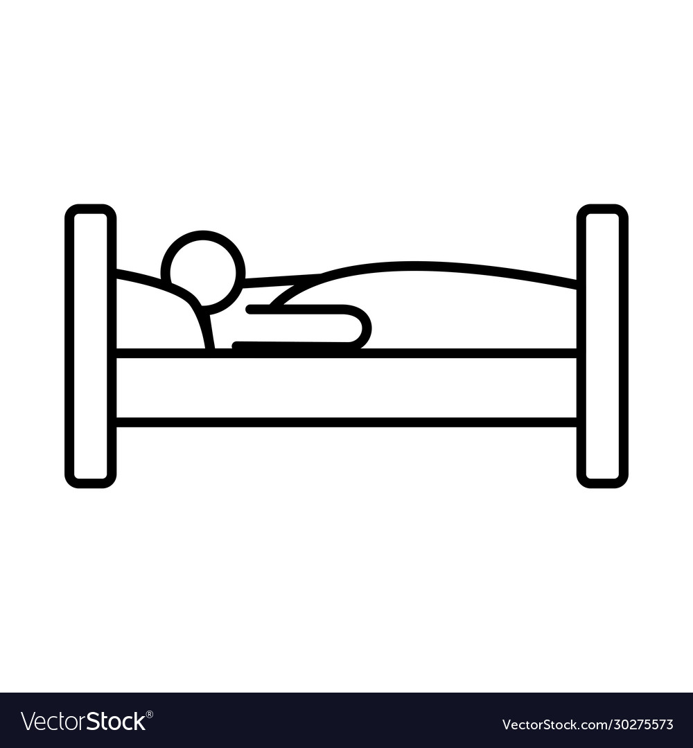 Person sleeping in bed line style icon