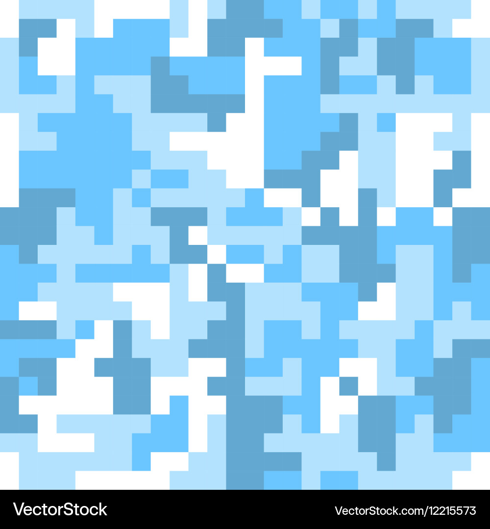 Pixel Camo Seamless Pattern Blue Royalty Free Vector Image