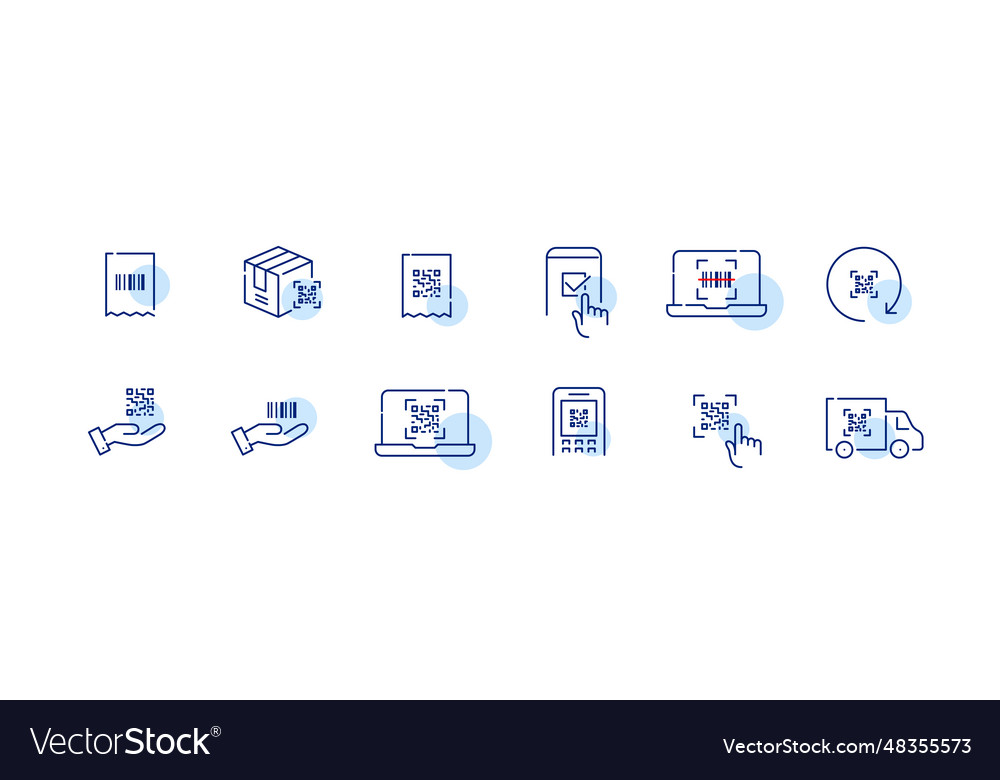 Qr code and barcode icons payment terminal vector image Qr code and barcode icons payment terminal