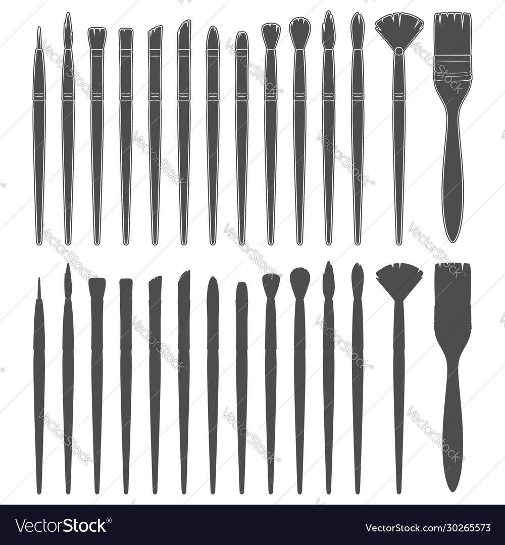 Set black and white with brushes Royalty Free Vector Image