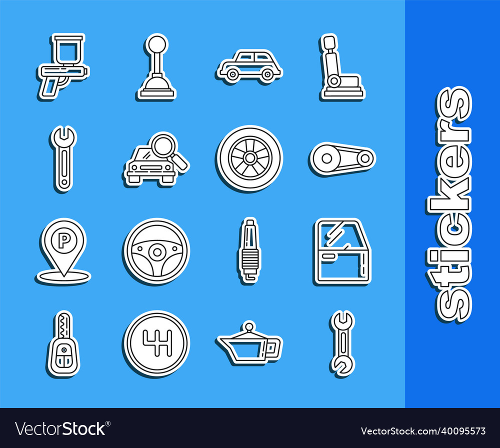 Set line wrench car door timing belt kit search vector image Set line wrench car door timing belt kit search