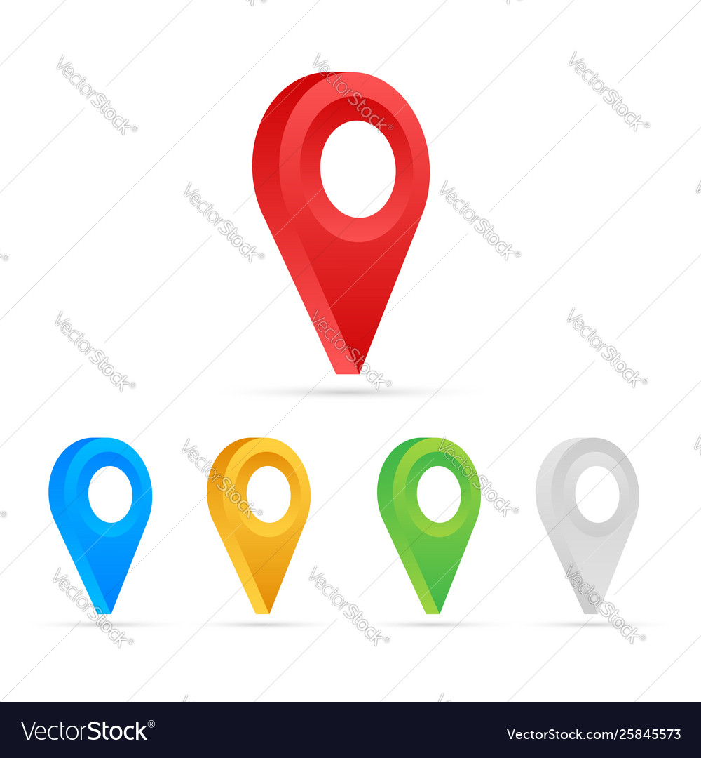 Set map pointers on white background vactor