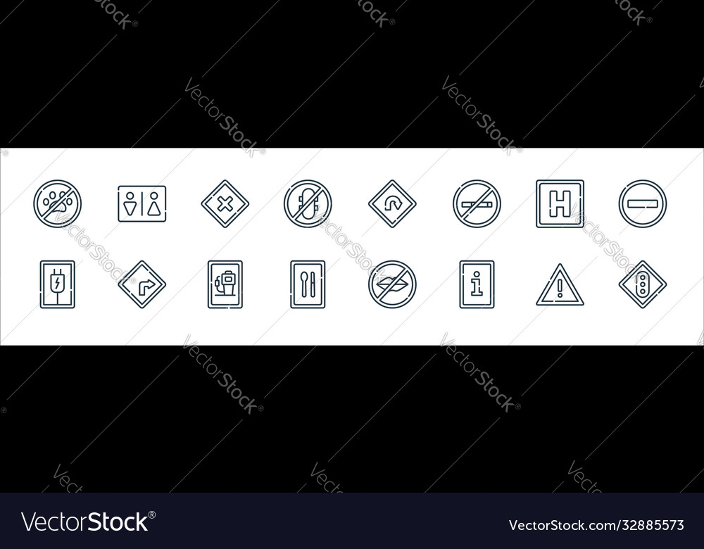 Signals and prohibitions line icons linear set vector image Signals and prohibitions line icons linear set