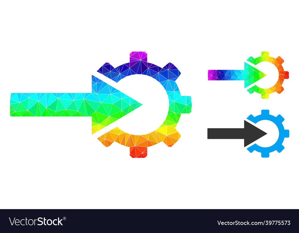 Triangle filled cog integration icon vector image Triangle filled cog integration icon