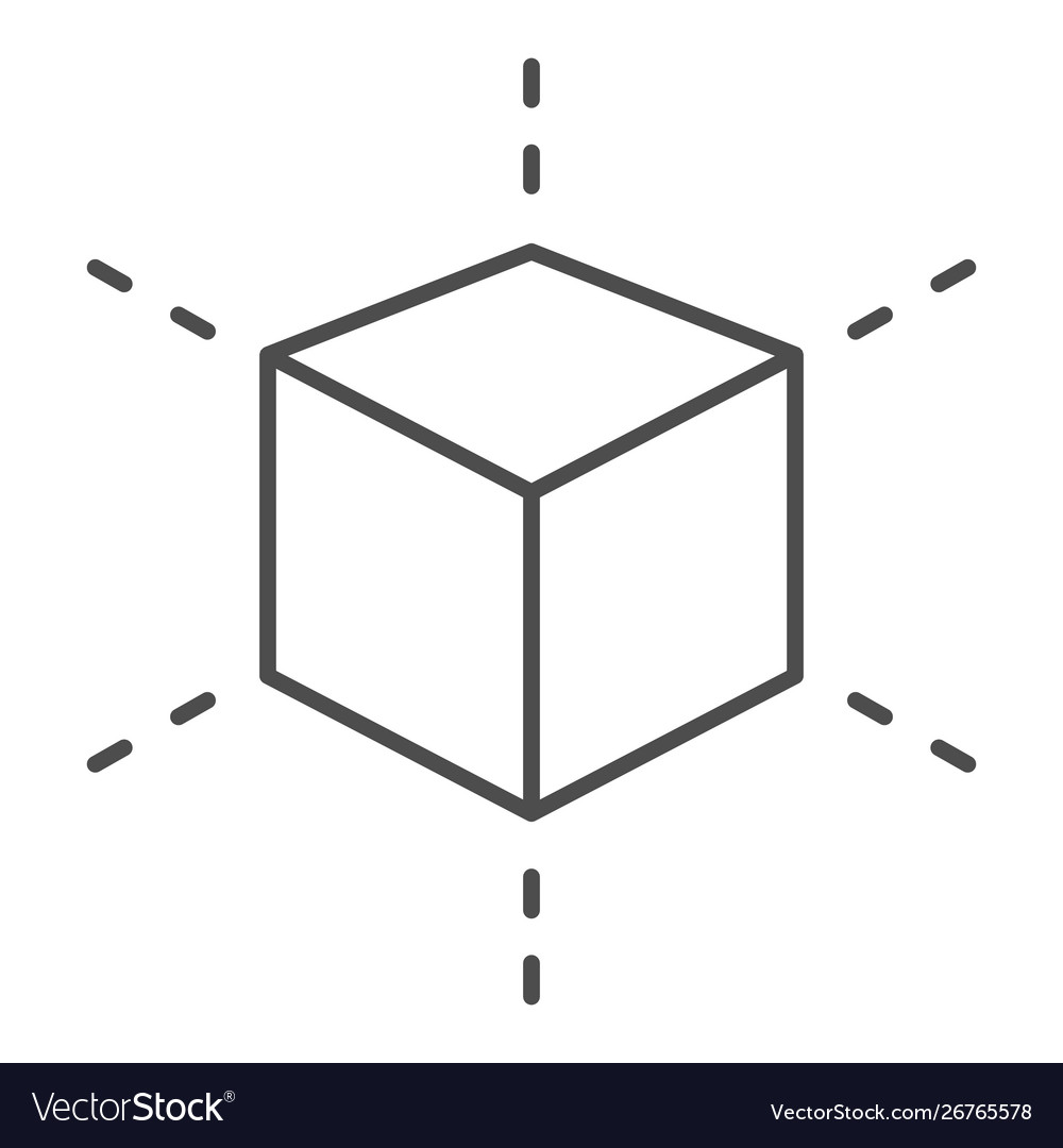 3d modeling cube thin line icon square model