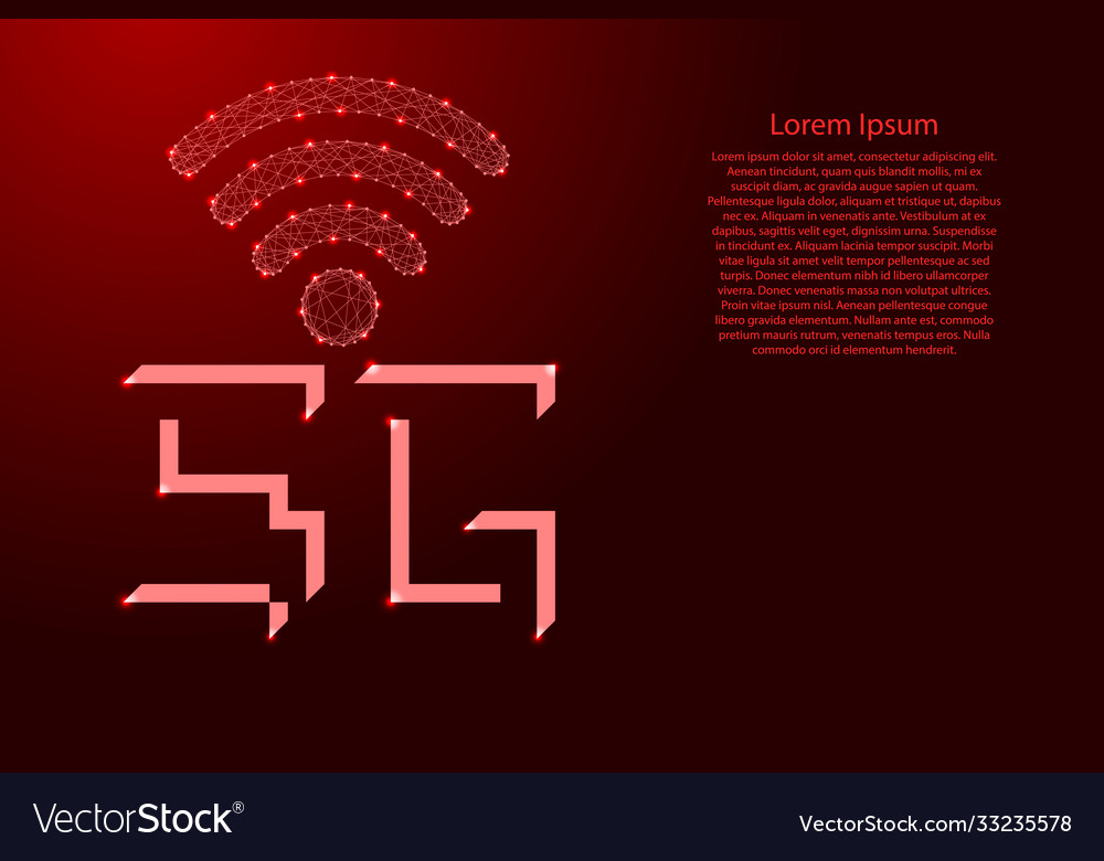 5g high speed web connection symbol polygonal red vector image 5g high speed web connection symbol polygonal red