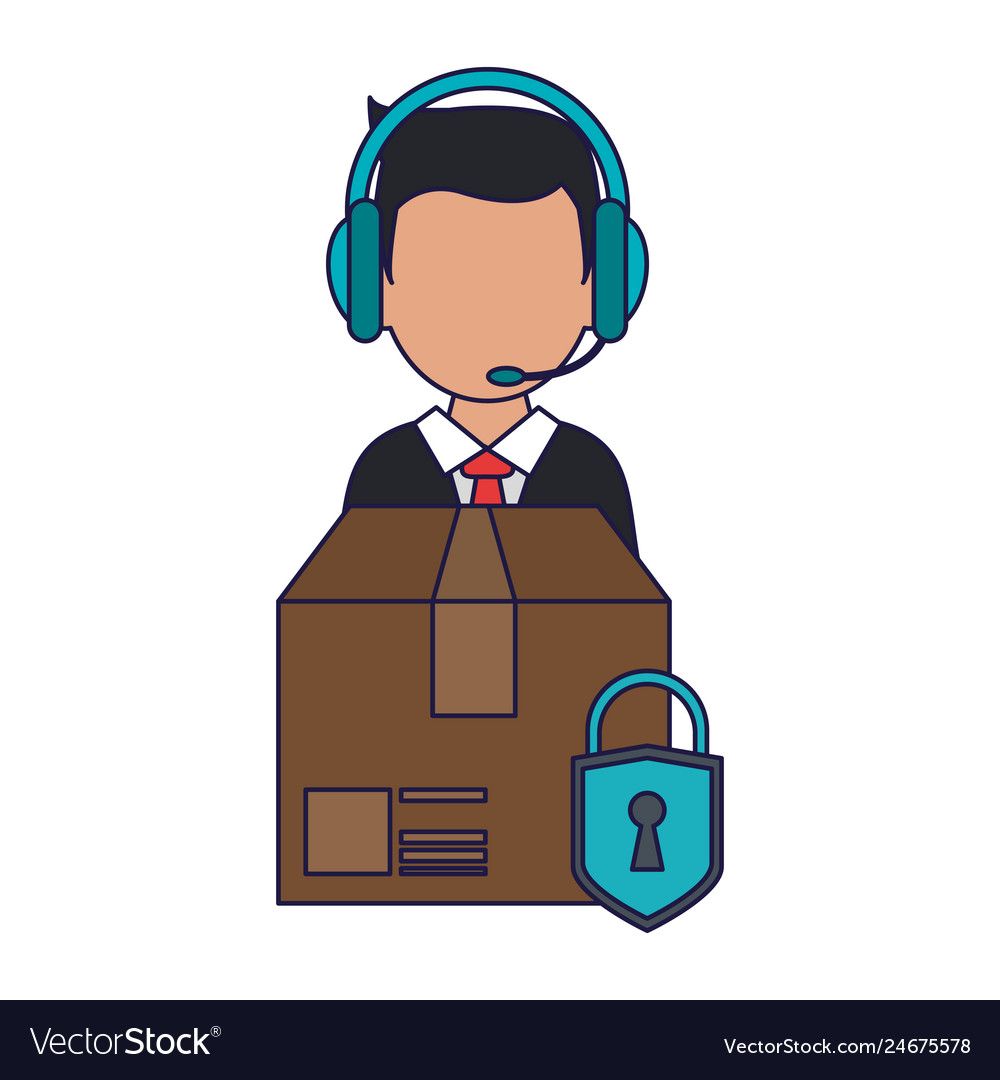 Call center customer service blue lines vector image Call center customer service blue lines