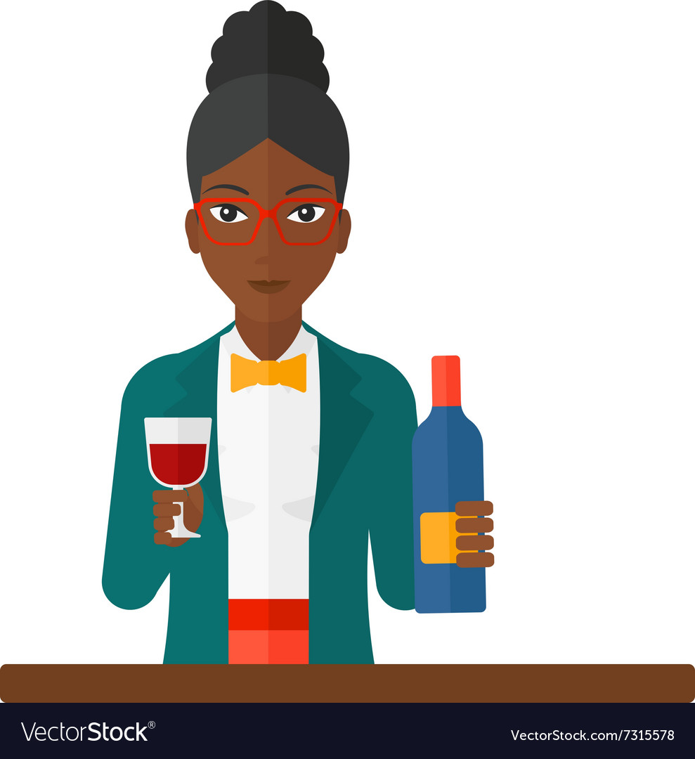 Cheerful woman with bottle and glass Royalty Free Vector