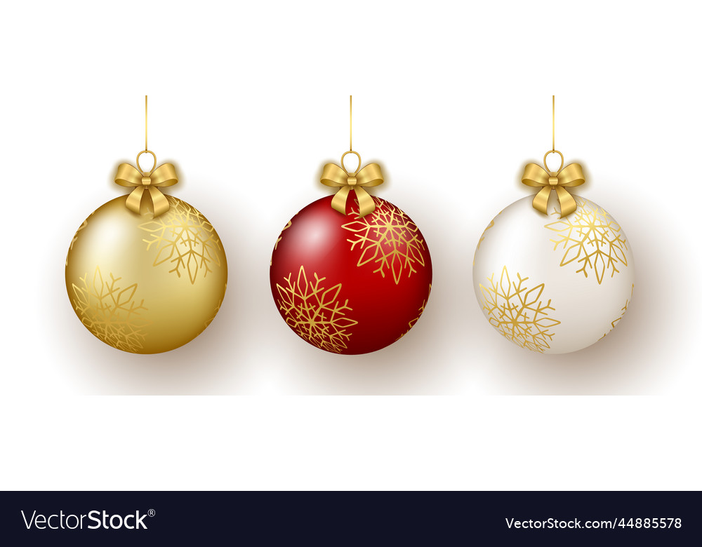 Christmas and new year decor set of gold white