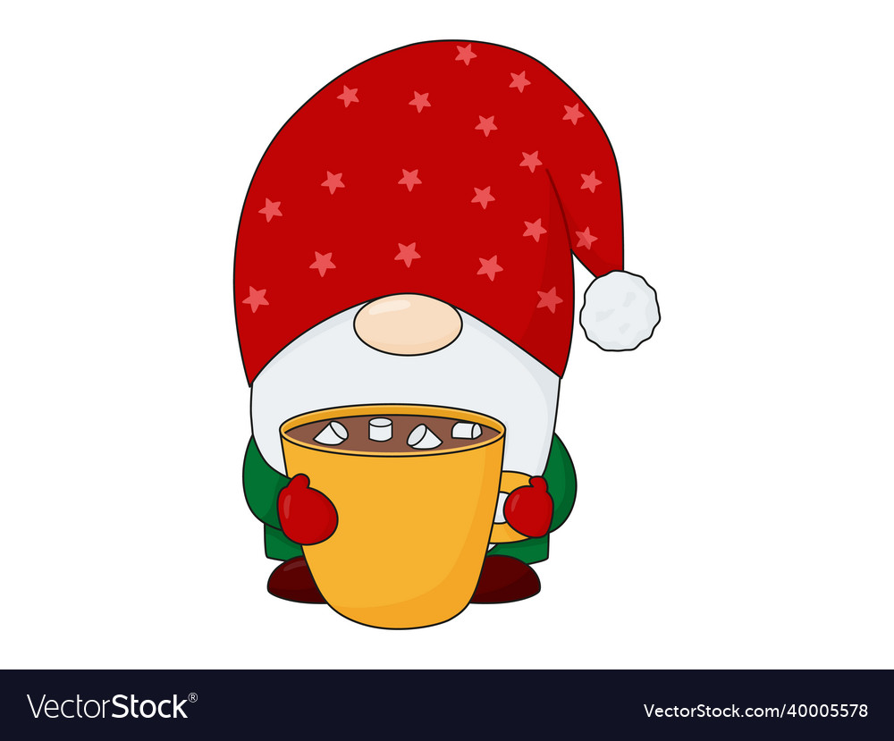 Christmas gnome with cocoa character