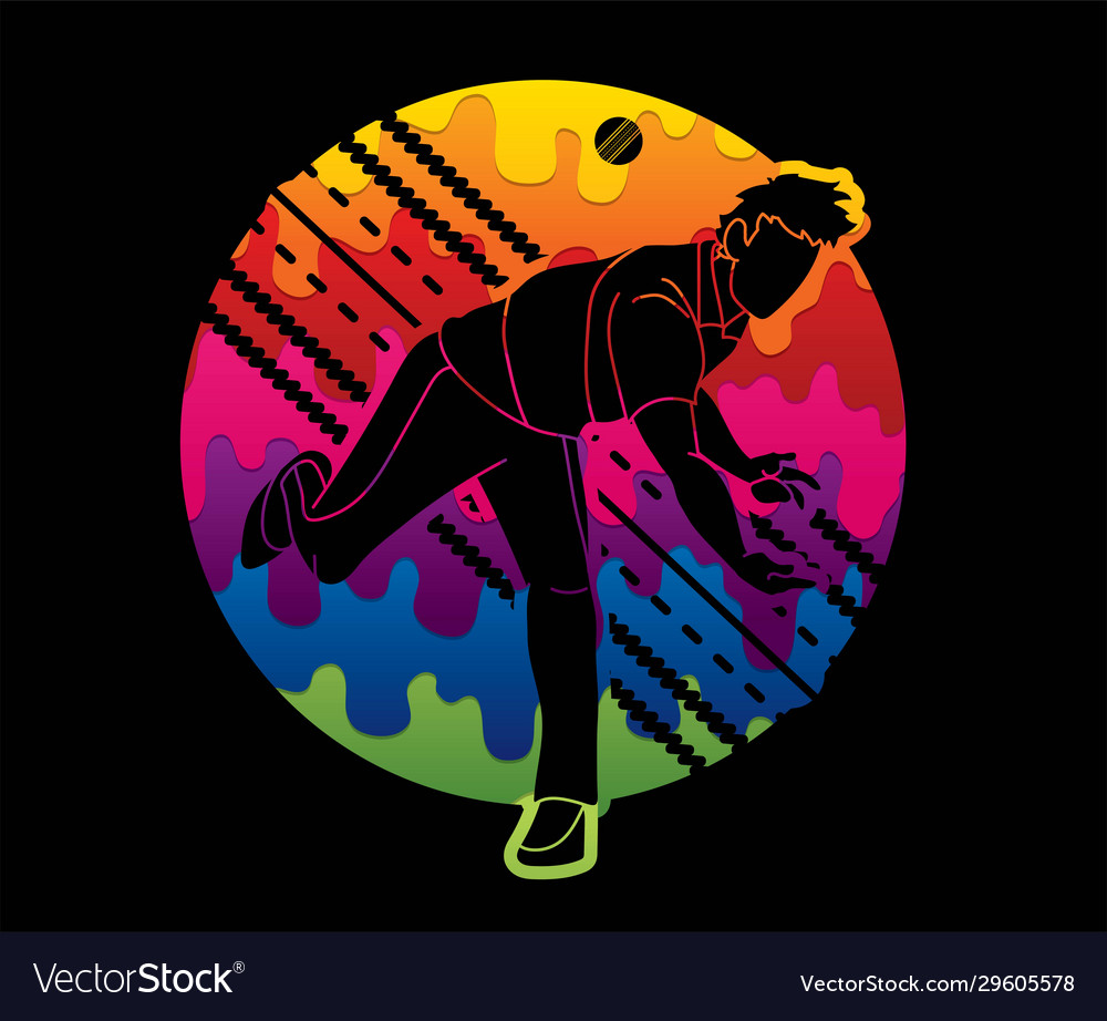 Cricket player action cartoon sport graphic Vector Image