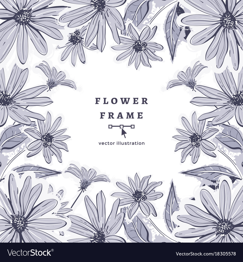 Flower frame drawing floral background Royalty Free Vector