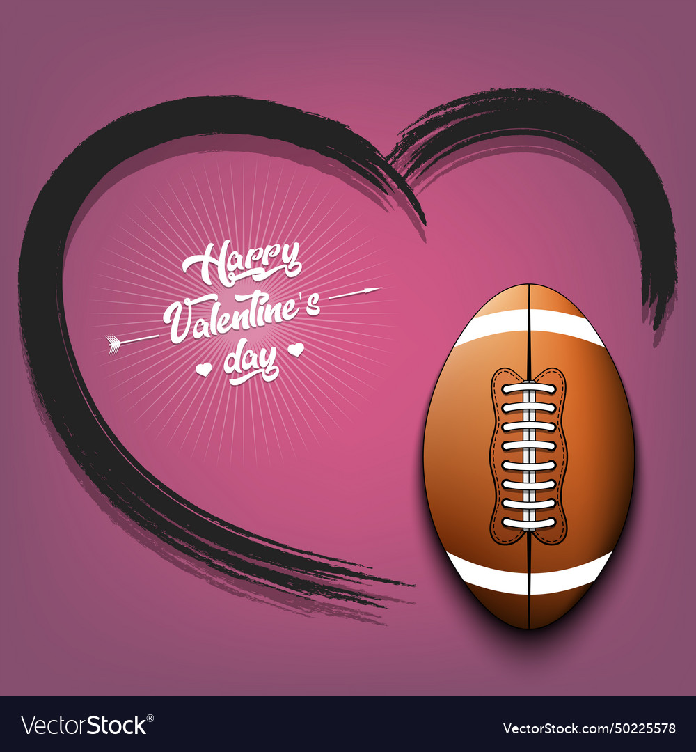 Happy valentines day football ball and heart Vector Image