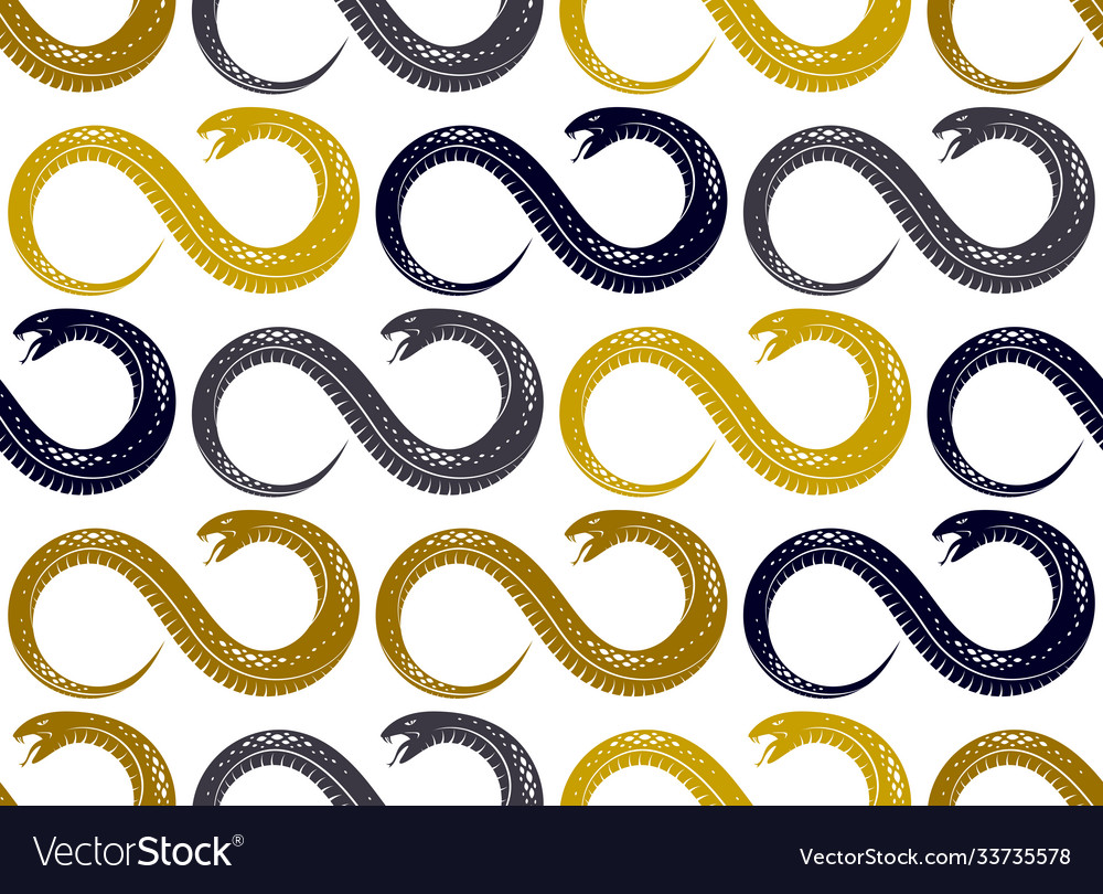 Repeat snakes seamless pattern tiling endless vector image Repeat snakes seamless pattern tiling endless