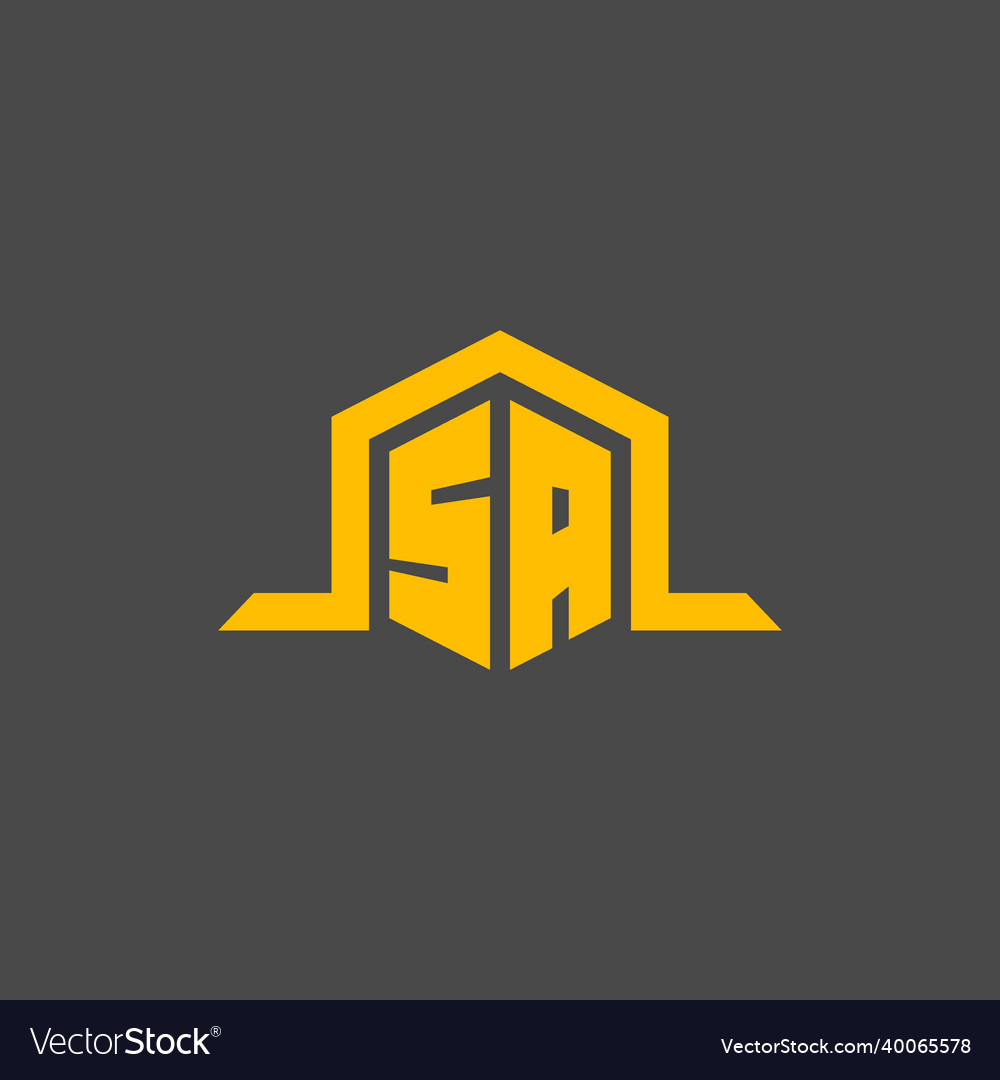 Sa monogram initial logo with hexagon style design