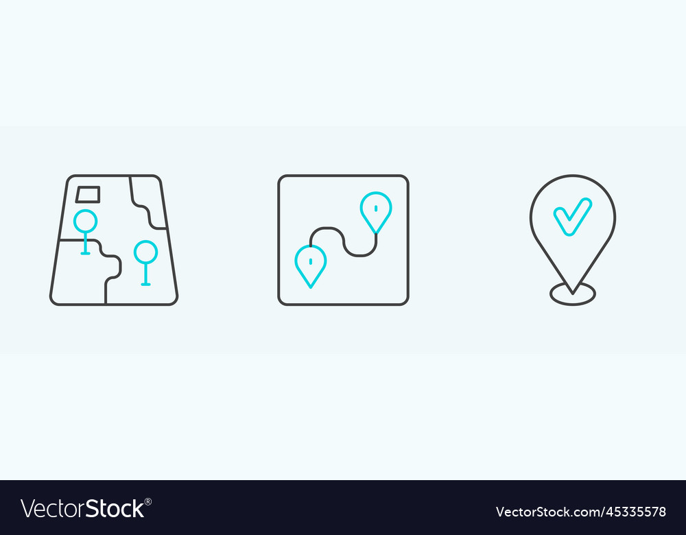 Set line location with check mark city map vector image Set line location with check mark city map