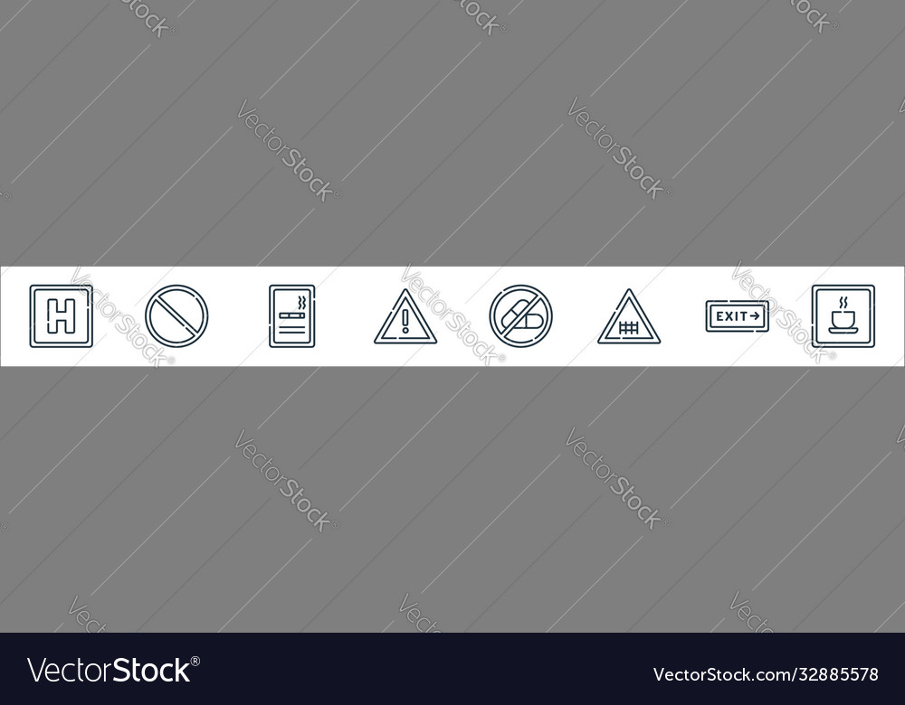 Signals and prohibitions line icons linear set vector image Signals and prohibitions line icons linear set