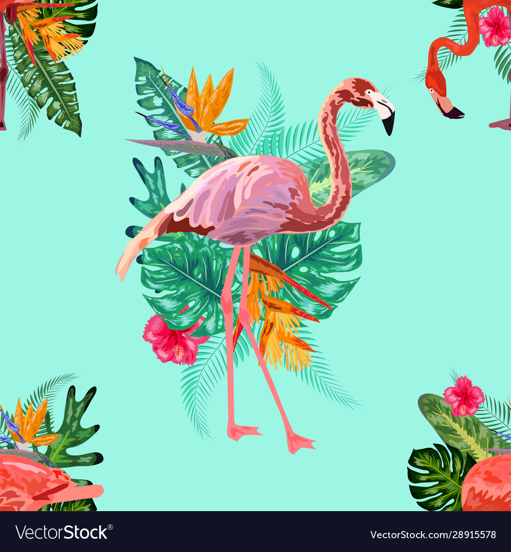 Summer background hand drawn flamingo