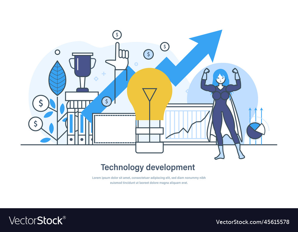 Technology development research process Royalty Free Vector