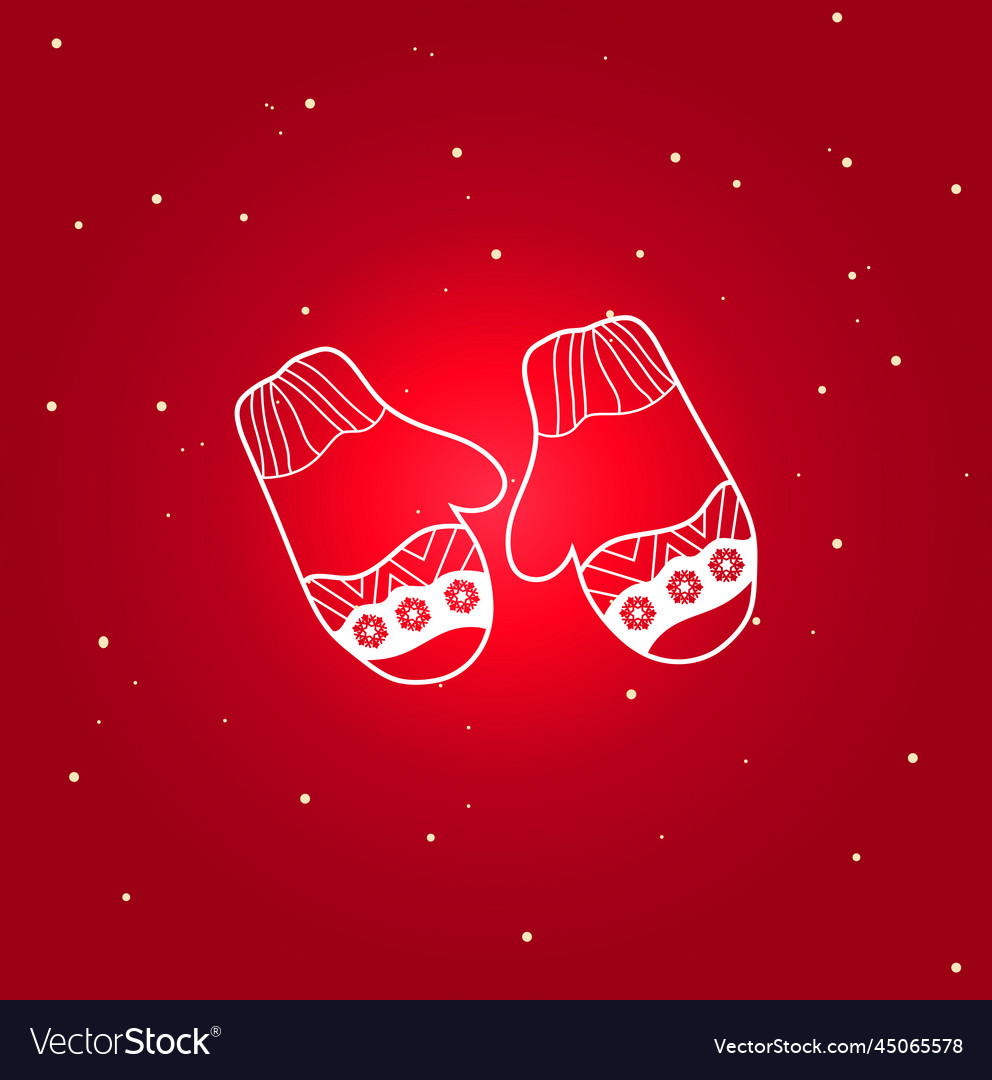 Winter mittens line icon christmas