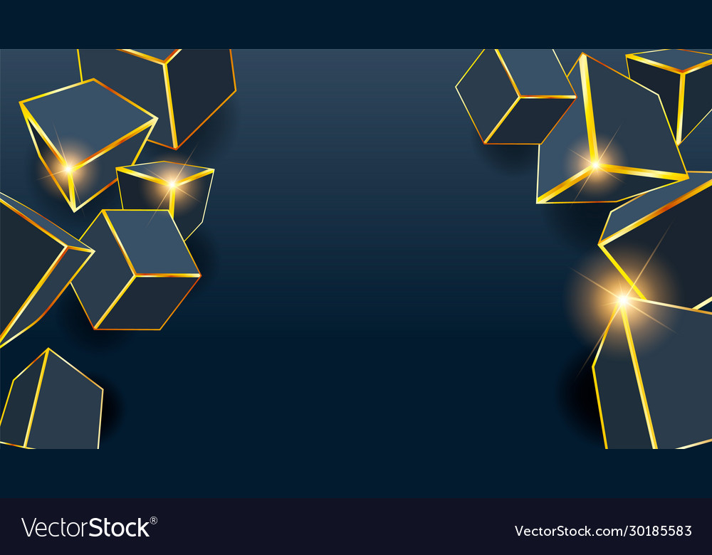 3d cube golden box abstract background