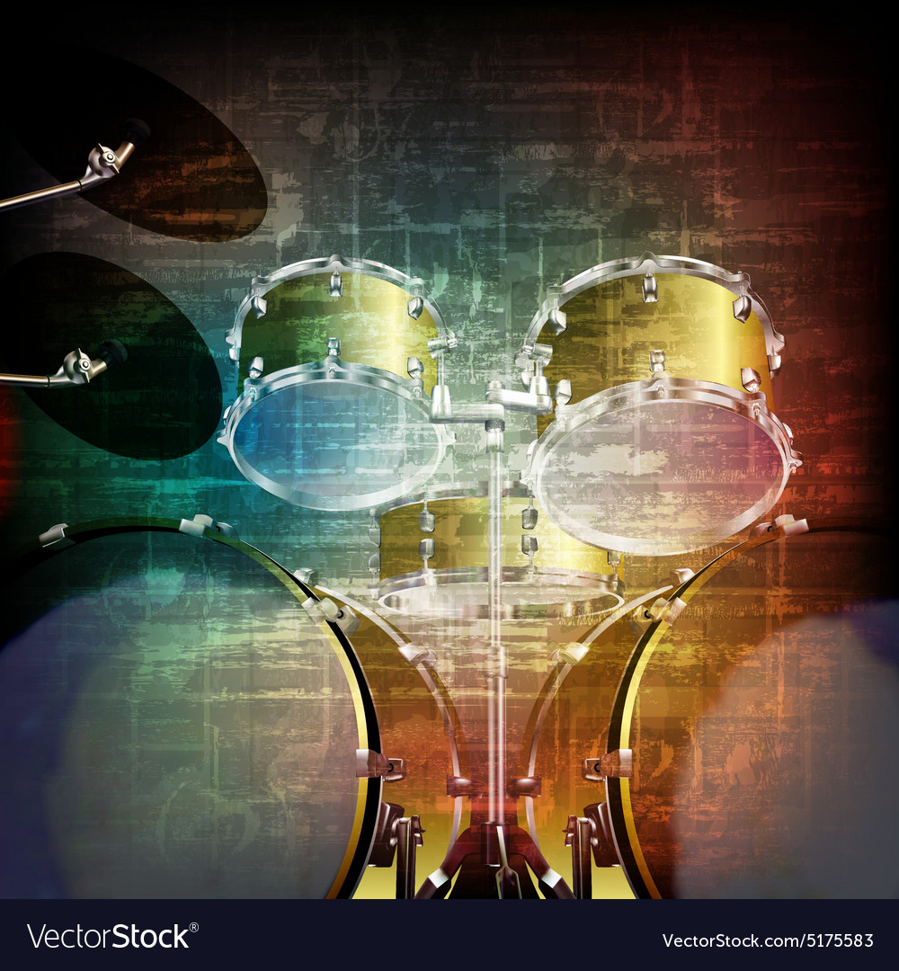 Abstract music grunge vintage background with drum