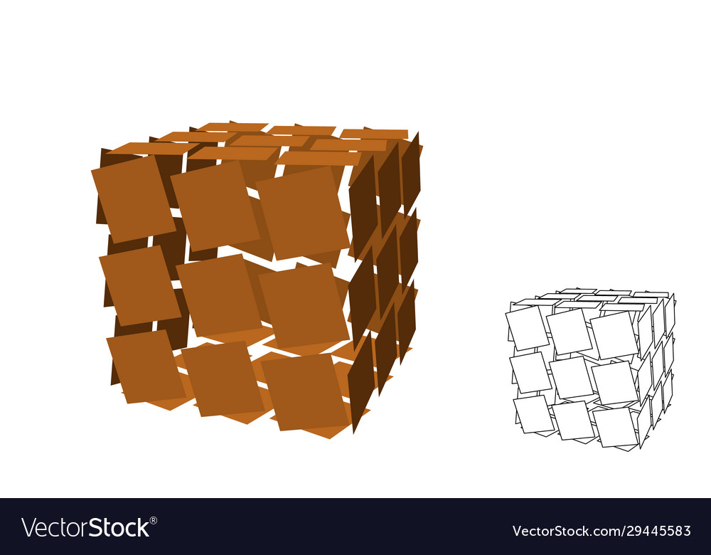 Abstract polygonal broken cube isolated on white