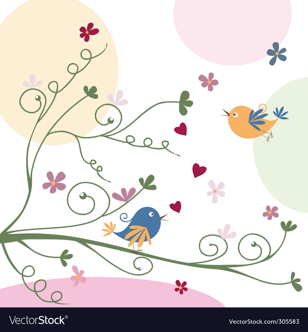 Bird and flowers Royalty Free Vector Image - VectorStock